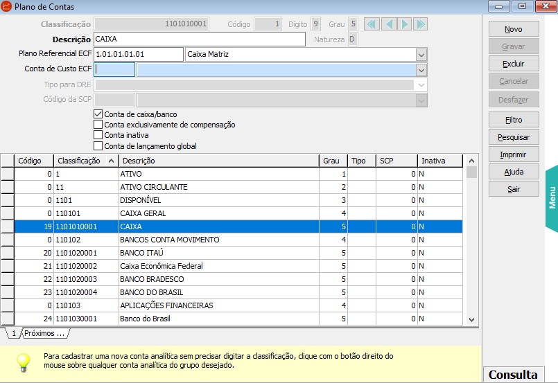 Contabilidade Cadastros Plano De Contas