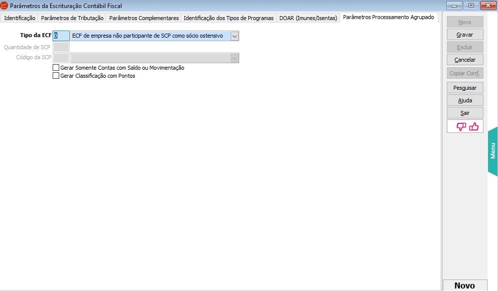 SSC_Parametros ECF_Aba Processamento Agrupado
