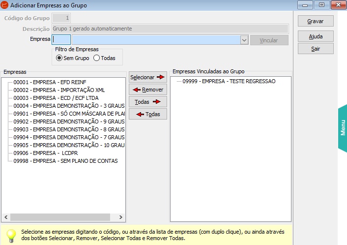 SSC_PDFA_Cadastro de Agrupamento de Rotinas_Empresas